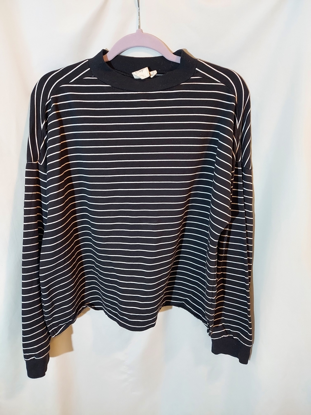 White Crow Black & White Striped "See You Later" Cropped Sweatshirt Size S